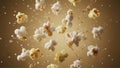 Popcorn Explosion with Salt and Oil Splashes â Delicious Snack Action Royalty Free Stock Photo